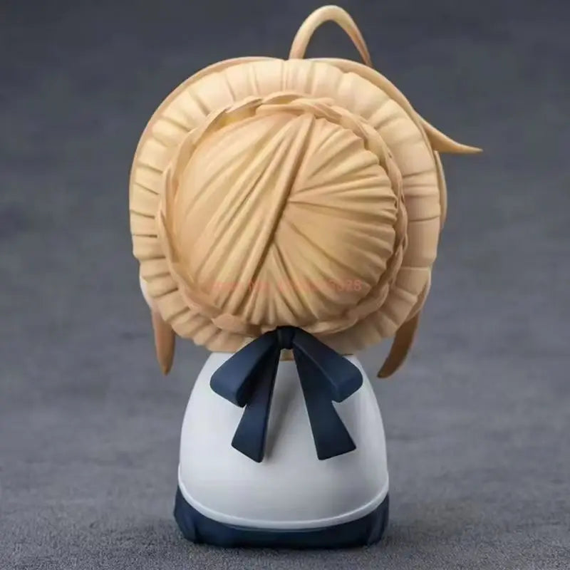 Q Version Saber Anime Figure Fate Stay Night UBW Altria Pendragon Collectible Toy Model Funny Face Sitting Pose Ideal Fans Gift
