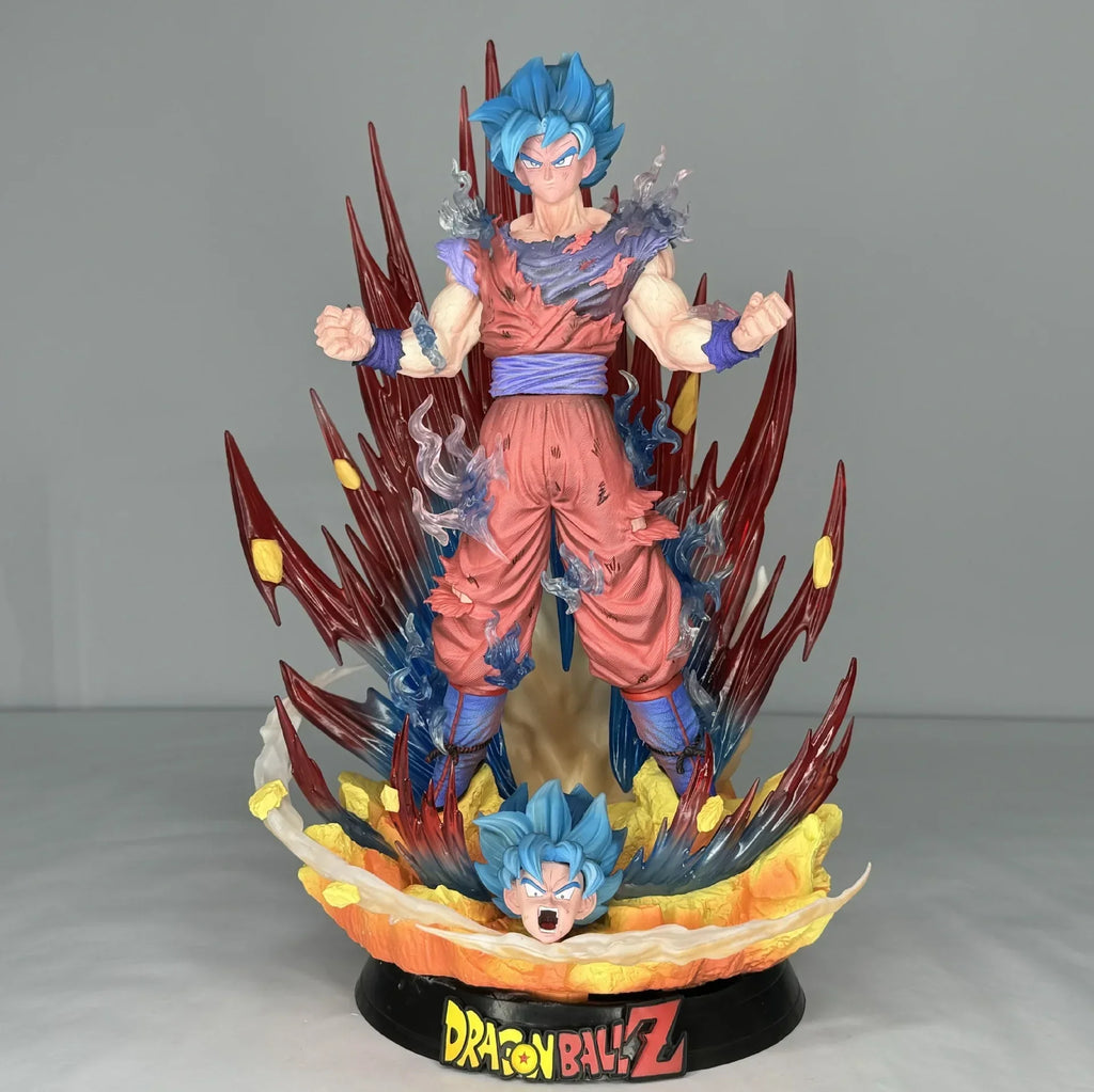 44cm Dragon Ball Figure Son Goku Saiyan with Blue Hair Action Anime Model Collection PVC GK Model Statue Desk Decor Toy for Gift