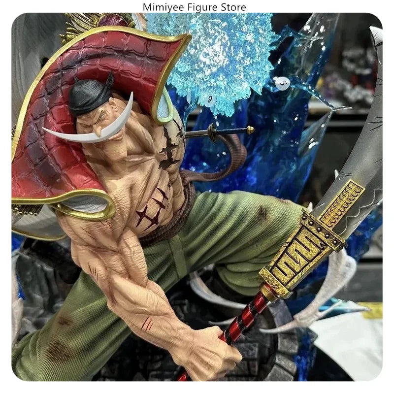38cm One Piece Whitebeard Attacking Pose Anime Figure Model Statue Desktop Decoration