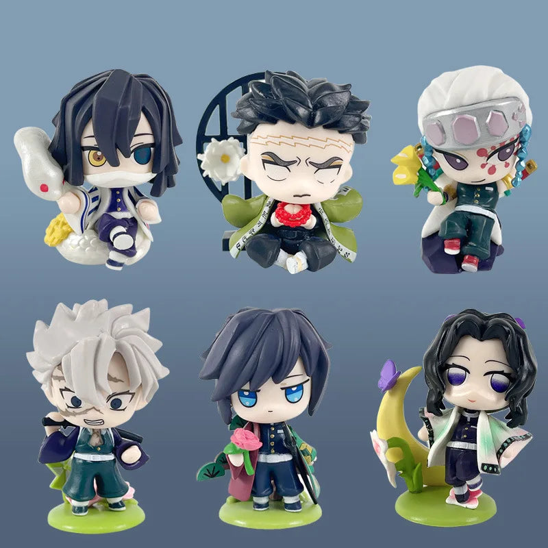 Anime Demon Slayer Birth Flower Series Q-version kawaii Action Figure PVC model Statue Toys Car ornaments Desk Decor Gifts