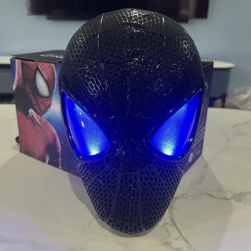 Anime Spiderman Headgear Black Spider-man Mask Toys For Children Gift 1:1 Cosplay Anime Figures Electronic Mask Toy Ring Control