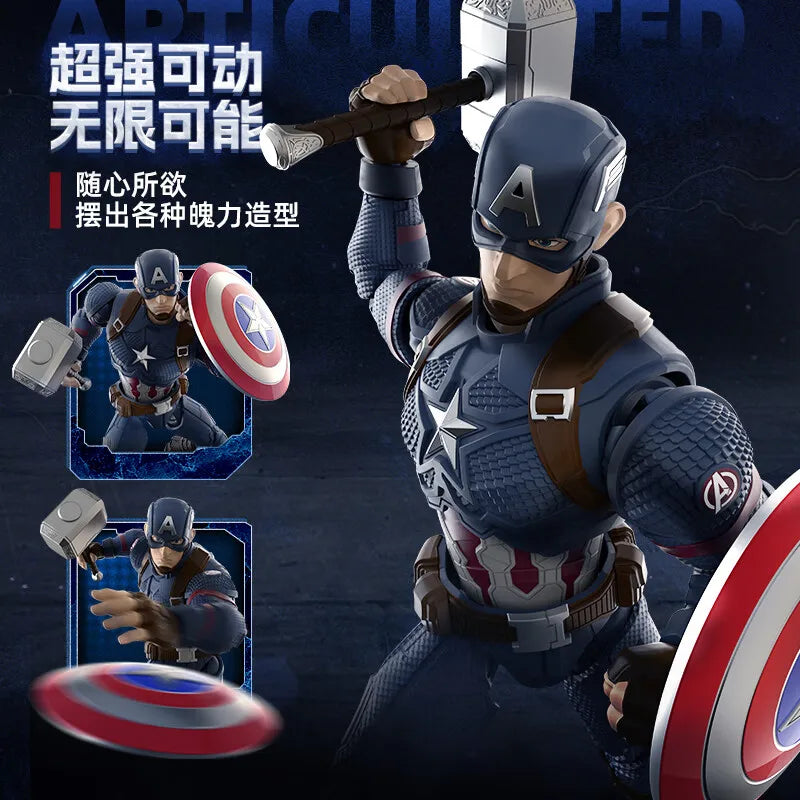 BLOKEES Original Captain America Mjolnir Deluxe CHAMPION CLASS Avengers Assembled Action Figure DIY Collection Model Toys Gift