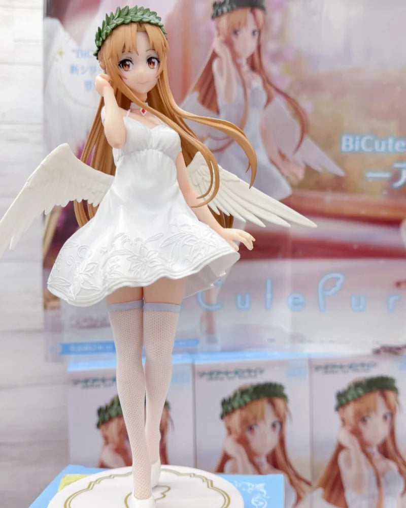 100% Original FuRyu Bicute Pure Sword Art Online Asuna Kawaii Anime Action Figure Garage Kit Collectible Desktop Decoration