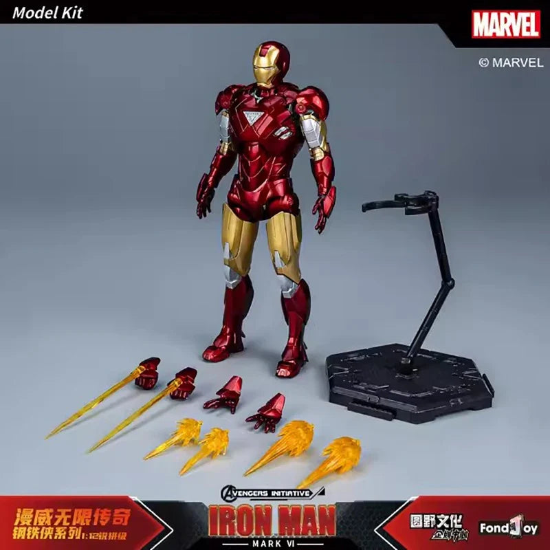 Fondjoy Marvel Iron Man MK1 Assemble Toy ABS Material First Generation Iron Man 1/12 Action Figures Toy Birthday Gifts for Boys