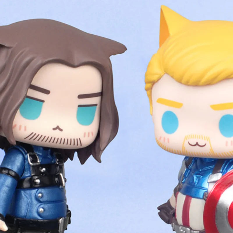 Captain America Winter Soldier Spiderman Q Edition Figure Handmade Desktop Ornament Creative Car Decor Marvel Office Collectible