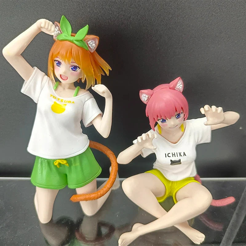 10cm Yotsuba Anime Cute Nakano Nino Figurine The Quintessential Quintuplets Figure Cat Nakano Miku Figure PVC Collection Toys