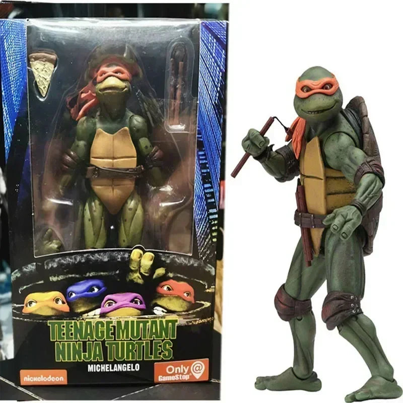 Neca 4er Set TMNT Teenage Mutant Ninja Turtles Bewegliche Actionfigur Film Edition Anime Sammler Modell Spielzeug Puppe Geschenke