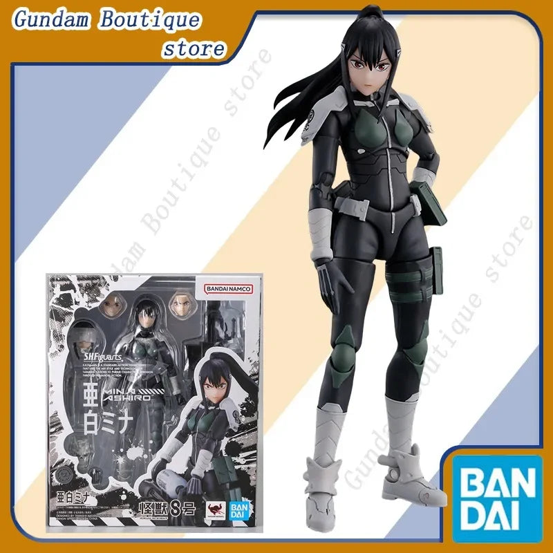 Bandai Genuine SHF KAIJU No.8 Mina Ashiro Anime Action Figure Collectible Joints Movable Finished Model Toys Ornaments Gift Kids