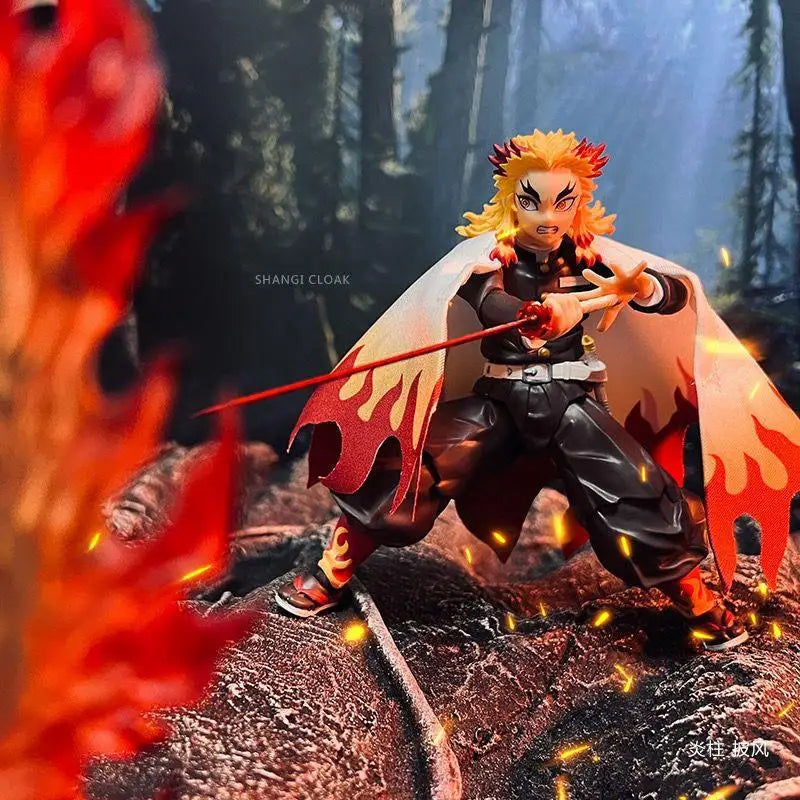 Demon Slayer Shf Series Anime Rengoku Kyoujurou Handmade Clothing Flame Column Cloak Suitable for 1/12 Size Movable Humanoid