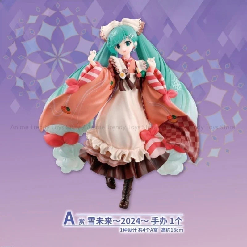 In Stock Original BANDAI Ichiban Kuji Hatsune Miku Snow Miku Kawaii Doll Genuine Anime Figures Toys for Kids Gift WY