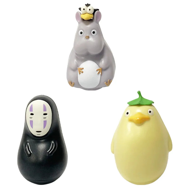 3pcs Vinyl Doll Set Studio Ghibli Tumbler Q Version My Neighbor Totoro No Face Desktop Decor