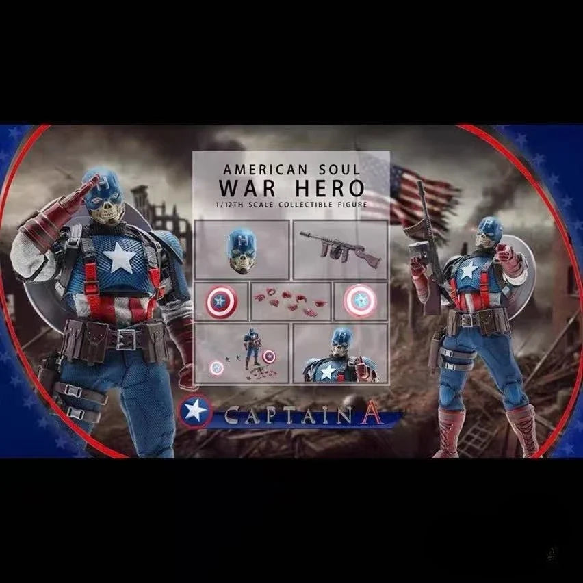 War Hero Action Figure Captain American Soul 1/12 Scale Collectible JMToys JM003 Anime Model Toys for Boys Gifts Original Box