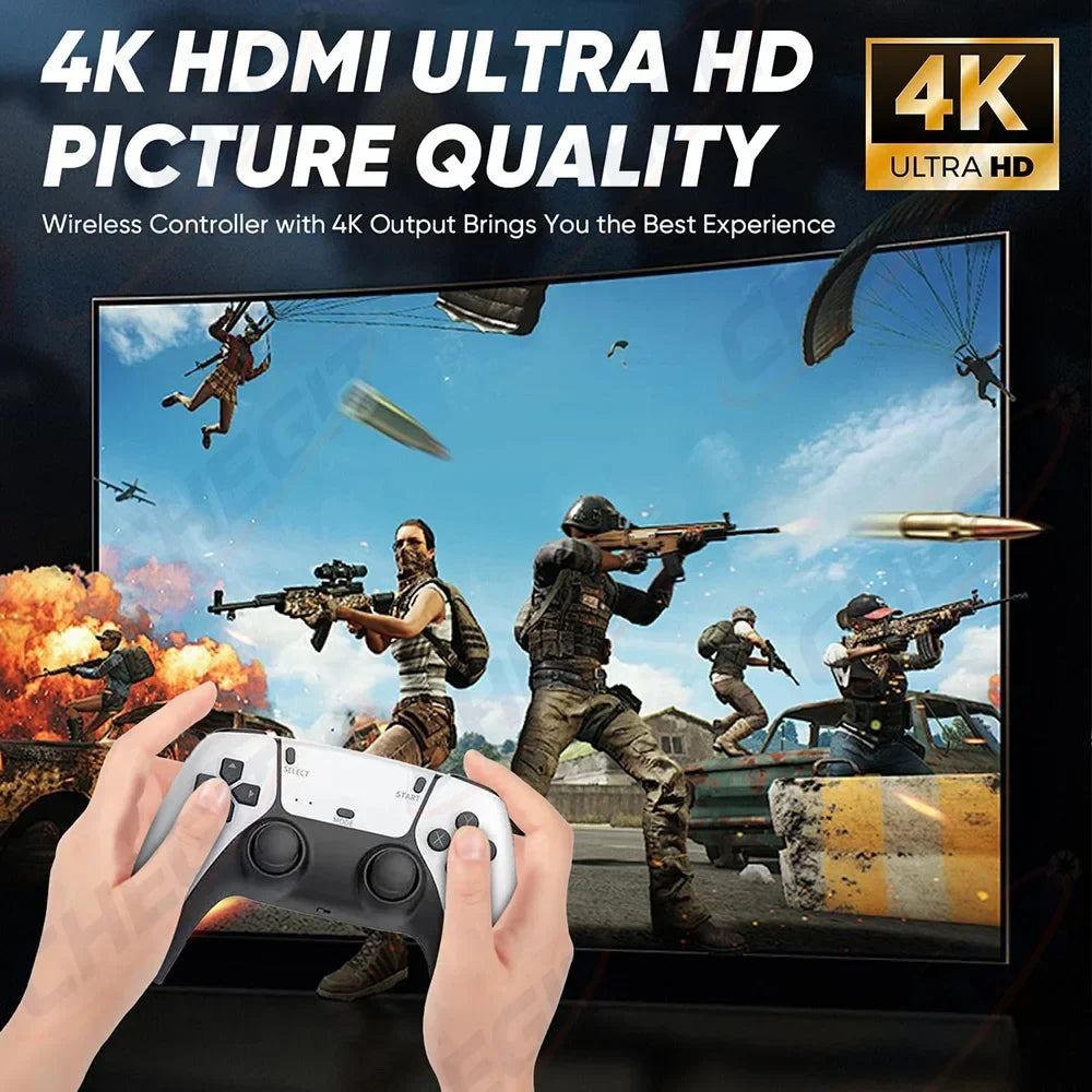 CHEGIT 4K Gaming Consola Video Game Stick With 64G Upgraded 27+ Simulators Handheld Video Game Console Wireless Gamepads