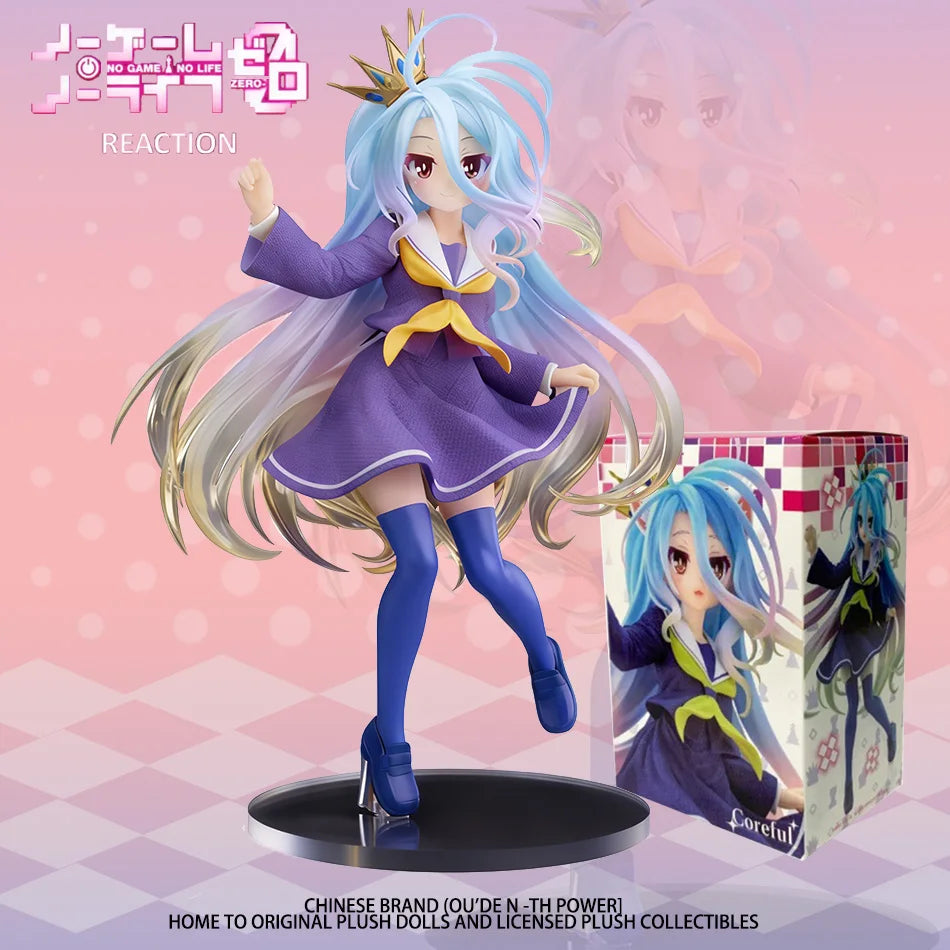 18cm No Game No Life Anime Figure - Shiro with Cat Ear School Uniform PVC Action Figure Collectible Toy Gift