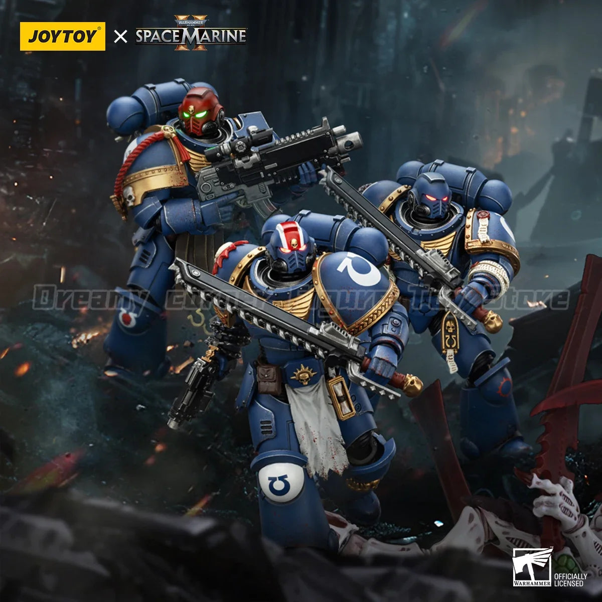 【In Stock】JOYTOY Warhammer 40K Ultramarines Titus Sergeant Gadriel Brother Chairon 3PCS Collectors Edition 1/18 Action Figures