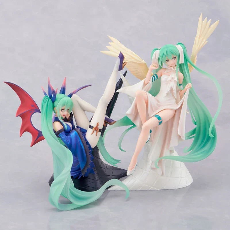 17cm Hatsune Miku Anime Figure Light And Dark Beautiful Angel Girl Action Figure PVC Collectible Model Doll Ornaments Toys Gifts