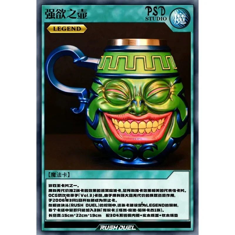 19cm Yu-gi-oh! Duel Monsters Pot Of Greed Anime Action Figure Statue Ornament Cup Model Garage Kit Doll Toys Gift Cool