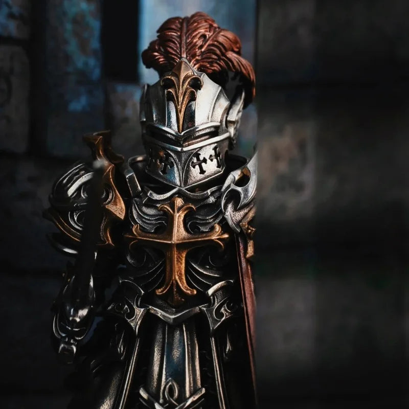 Detachable Metal Paladin Crusader Knight Figurine Chinese Style Desktop Ornament Collectible Action Figure Model Toy Gift