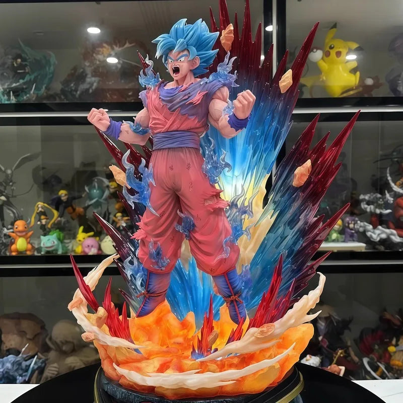 Dragon Ball Super Saiyan Blue Kaioken Goku Large 45cm Statue - Anime Collectible Model, Super Saiyan God SSB Action Figure