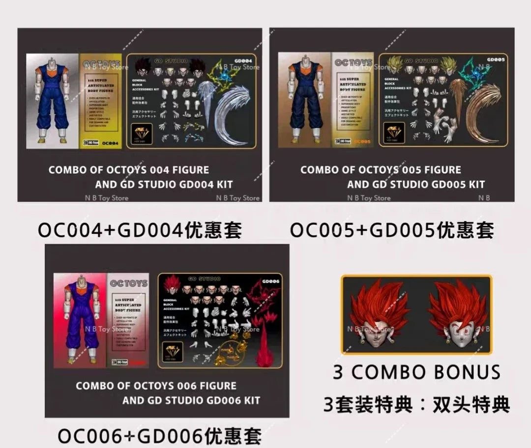 OC Toys Dragon Ball SHF Super Saiyan SSJ Veggetoo Son Goku Vegito 3.0 Figure Body Anime Action Figures Models Gifts Toys