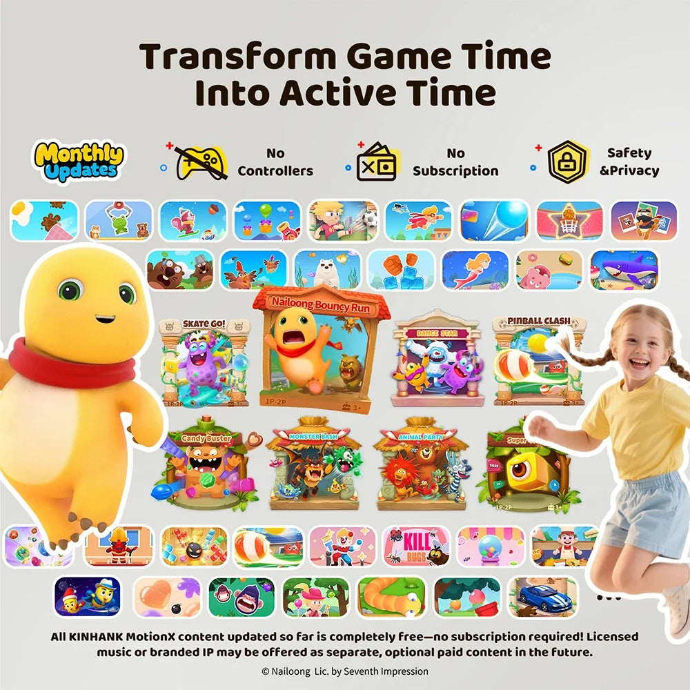 KINHANK MotionX Video Game Console for Kids & Families Ongoing Updates Kids Toy Active Play System Indoor Physical Activity