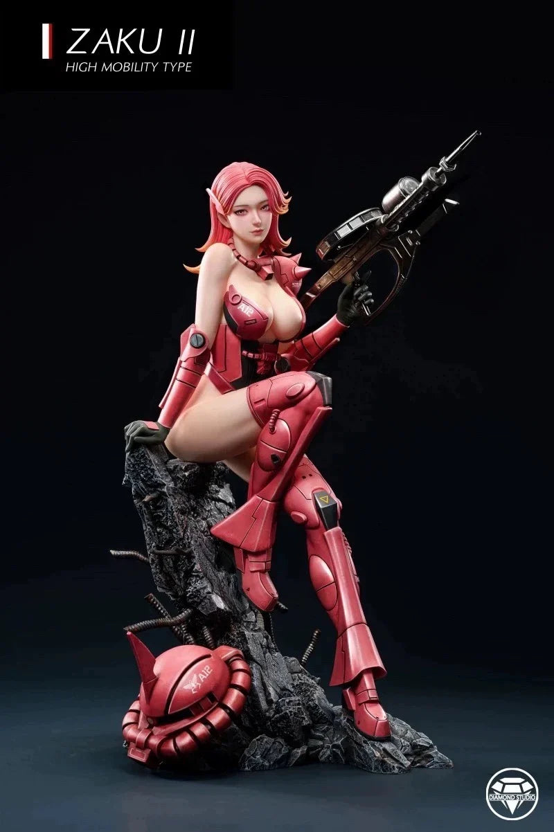 Zaku Girl Figure Ms-06s-Ca Action Figure Collectible Suit Doll for Girls Desk Decoration Anime Themed Model Statue Toy Gift