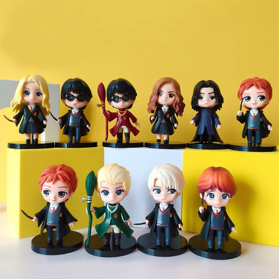 7-9cm 3pcs/10pcs Harryy Q Style Potter Posket Hermione Ron Hedwig Vinyl Figure Toy Cake Decoration Car Model PVC Doll Gift Toys