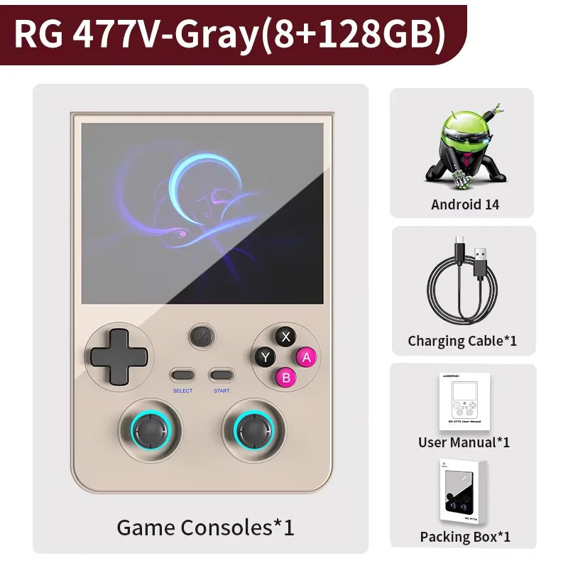 ANBERNIC RG477V Handheld Game Console Android 14 Video Player 4.7" LTPS In-Cell DSP Sound Effect Support AI RixelHK 1080p-DP ps2