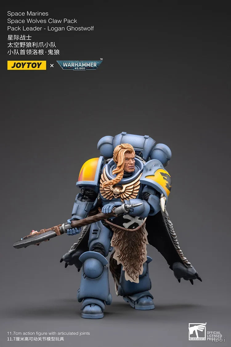 【Original】JOYTOY Warhammer 40K Space Marines Space Wolves Claw Pack Pack Leader -Logan Ghostwolf 1/18 Action Figure Toys