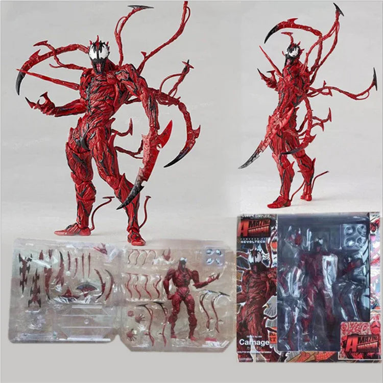 AMAZING YAMAGUCHI Carnage Venom Spider Man Marvel legends Action Figure Joint Movable Change Face Statue Model kids for Toy Gift