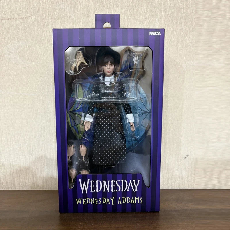 NECA Wednesday - Wednesday Addams (Classic Dress) 8” Clothed Action Figure Model Doll Garage Kit