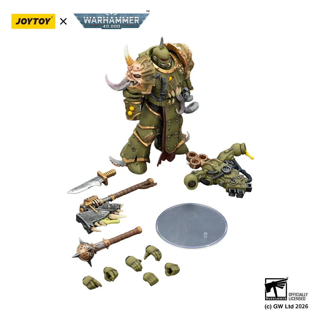 【Auf Lager】JOYTOY Warhammer 40K Death Guard Seuchenmarines mit Bubotenaxt und Seuchenmesser 1/18 Actionfigur Modell Spielzeug