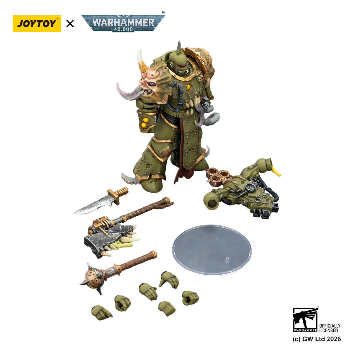 【Auf Lager】JOYTOY Warhammer 40K Death Guard Seuchenmarines mit Bubotenaxt und Seuchenmesser 1/18 Actionfigur Modell Spielzeug