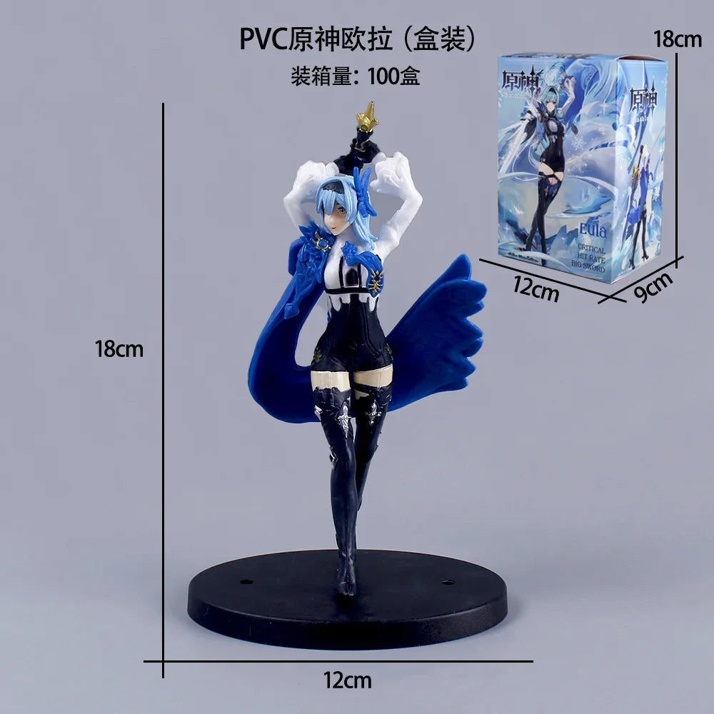 18CM Anime Game Genshin Impact Eula Lawrence Figure Cute Cool Anime Model Toys Gifts Collection Action Figure  Ornaments PVC