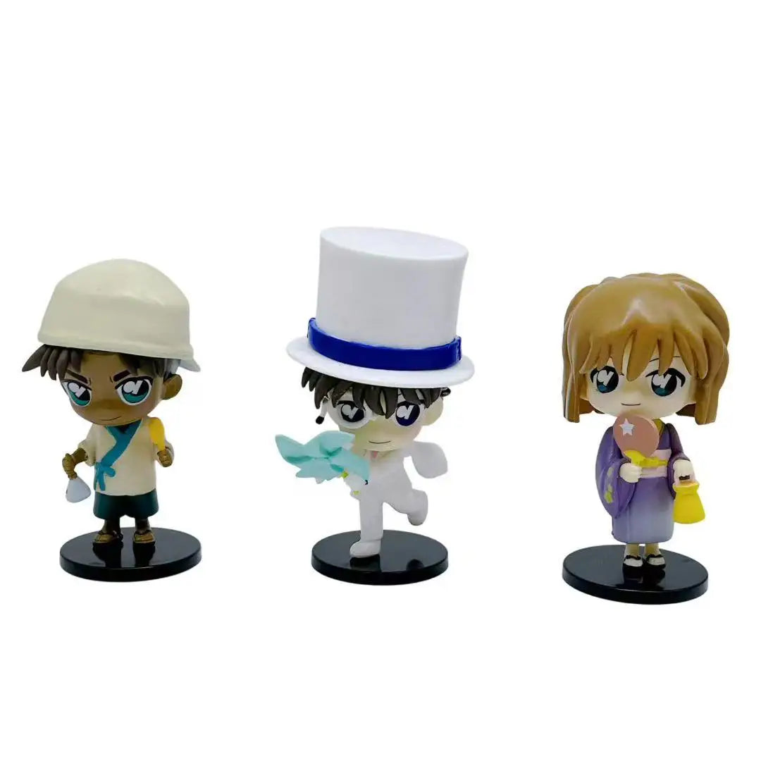 6pcs/set Detective Conan Q Version Action Figures Set Anime Model Dolls of Conan Edogawa And Haibara Ai Kids Toys Cake Toppers