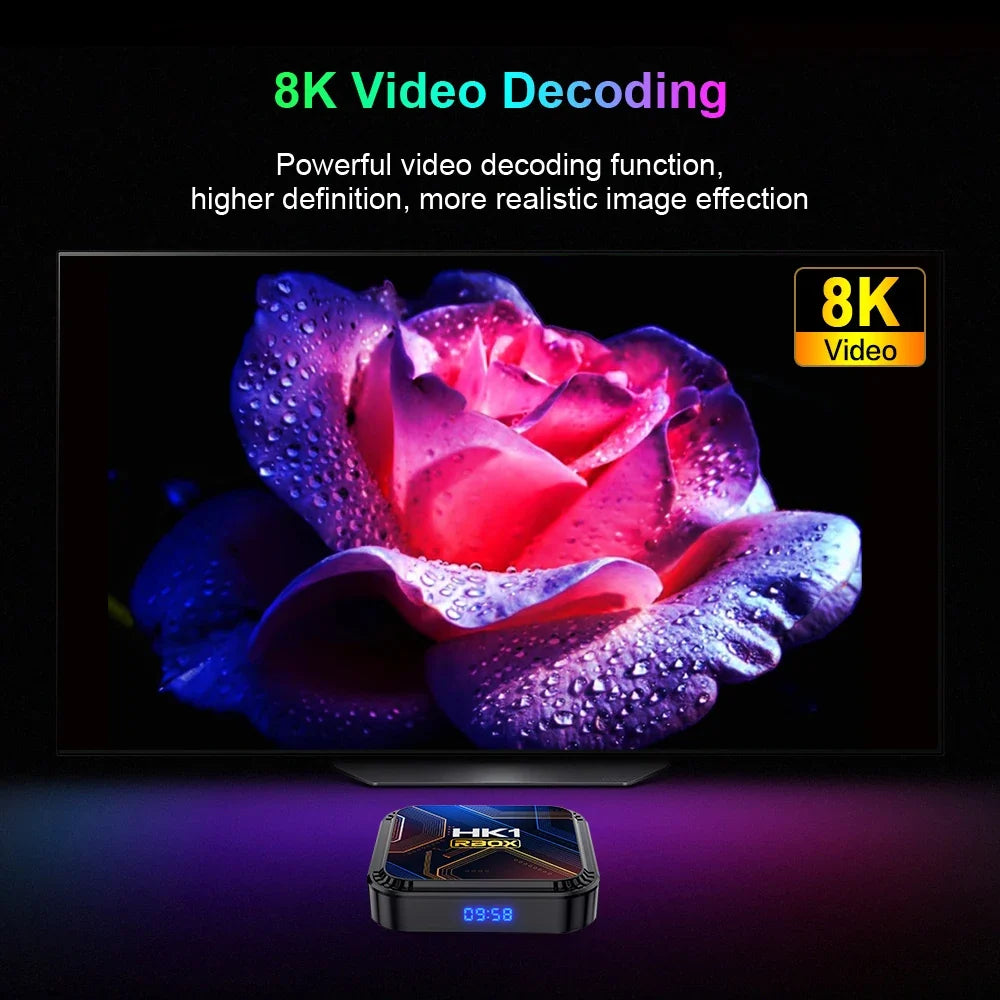 HK1 RBOX K8S Android 13.0 TV Box OTA Rockchip RK3528 4K 2.4G 5G Wifi6 BT5.0 100M Lan 16GB 32GB 64GB