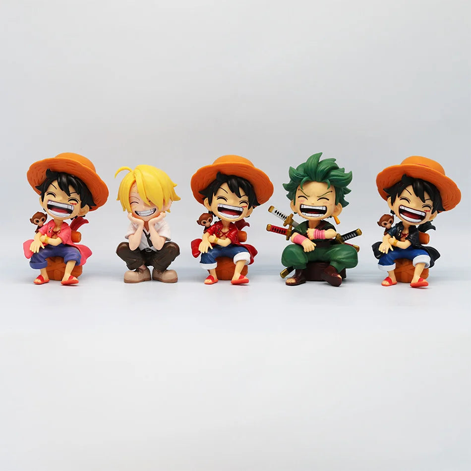 One Piece Handheld Luffy Solon Portgas·D· Ace Sitting Yamato versión Q juego de moda dibujos animados Anime coche ornamento rega