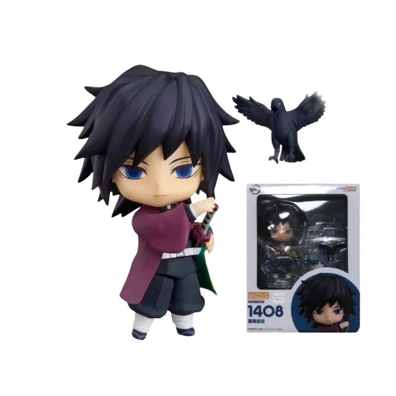 In Stock Genuine Demon Slayer Tomioka Giyu Q Version Anime Action Figure 3 Replace Faces Kawaii Collectible Model Toy Ornament