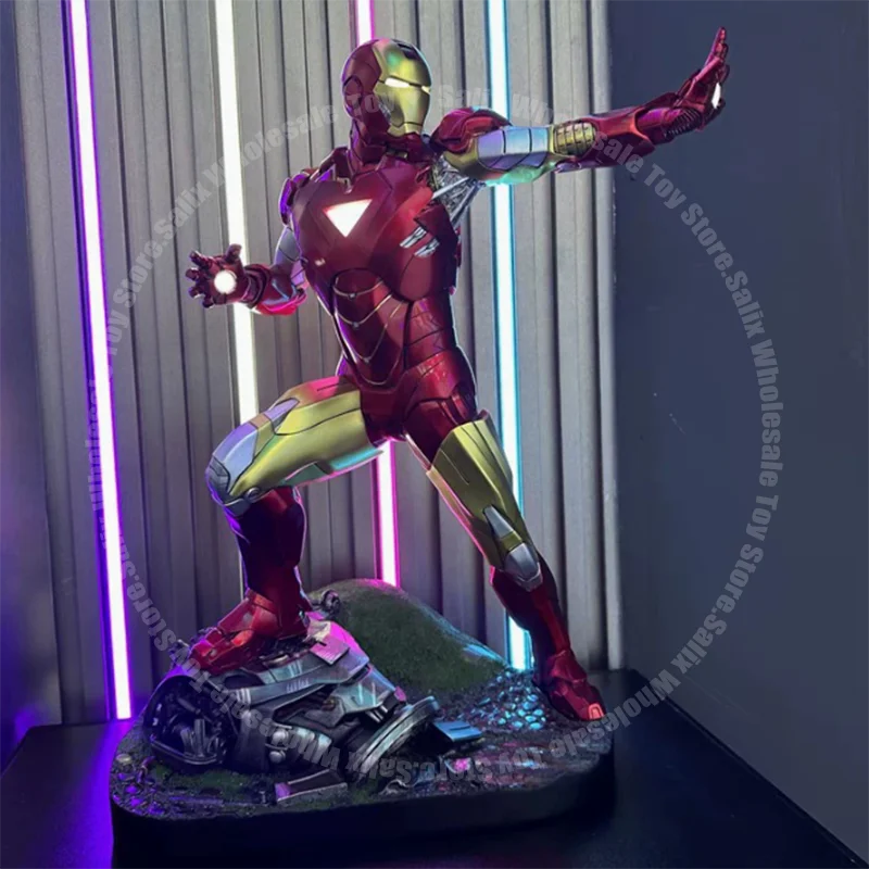In Stock 50cm Avengers Iron Man Mk6 Anime Figures Large Figurine Luminous Figures Gk PVC Model Ornaments Gift Customized