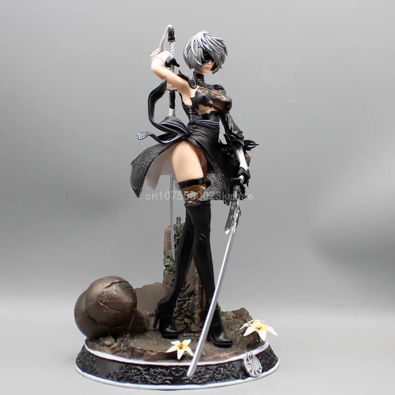 Nier Automata Figures Yorha No.2 Figure 33cm Pvc 2B Statue 2 Heads Action Figurine Collection Cars Ornament Hot Girls GK Gifts