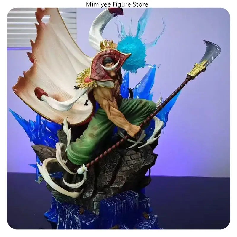 38cm One Piece Whitebeard Attacking Pose Anime Figure Model Statue Desktop Decoration