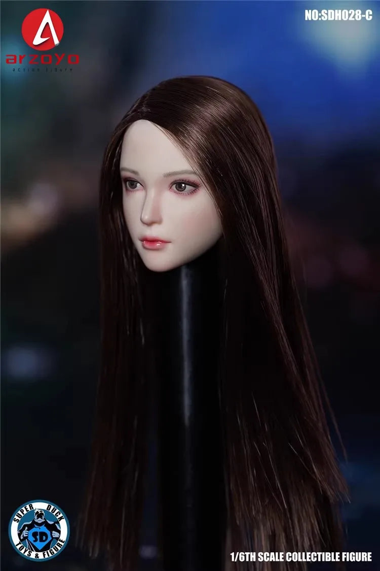 SUPER DUCK 1/6 SDH028 Female Girl Head Sculpt Carving Model Fit 12'' TBL JIAOU Action Figure Body Doll