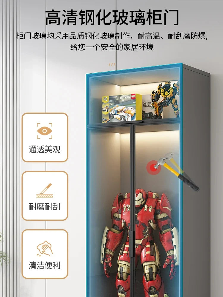 Customized Bookcase Glass Door Dust-proof Bookshelf Figure Lego Model Display Home Living Room Display Wine Cabinet Transparent