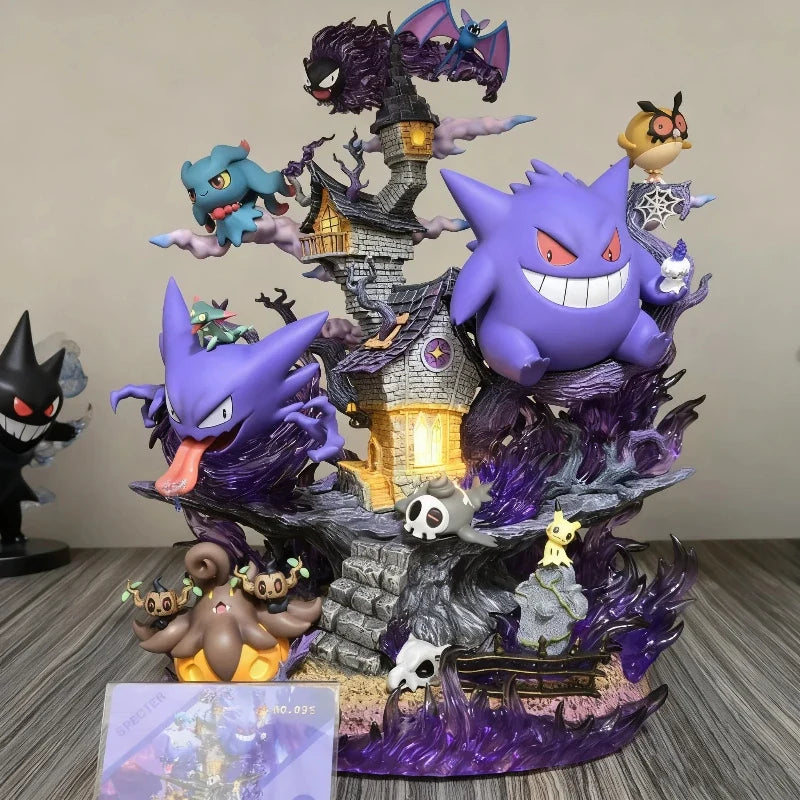 PokéMon 31cm EGG Ghost Type Family Set Figure Gengar Evolution GK Model PVC Anime Statue Toy With Base Desktop Ornament Boy Gift