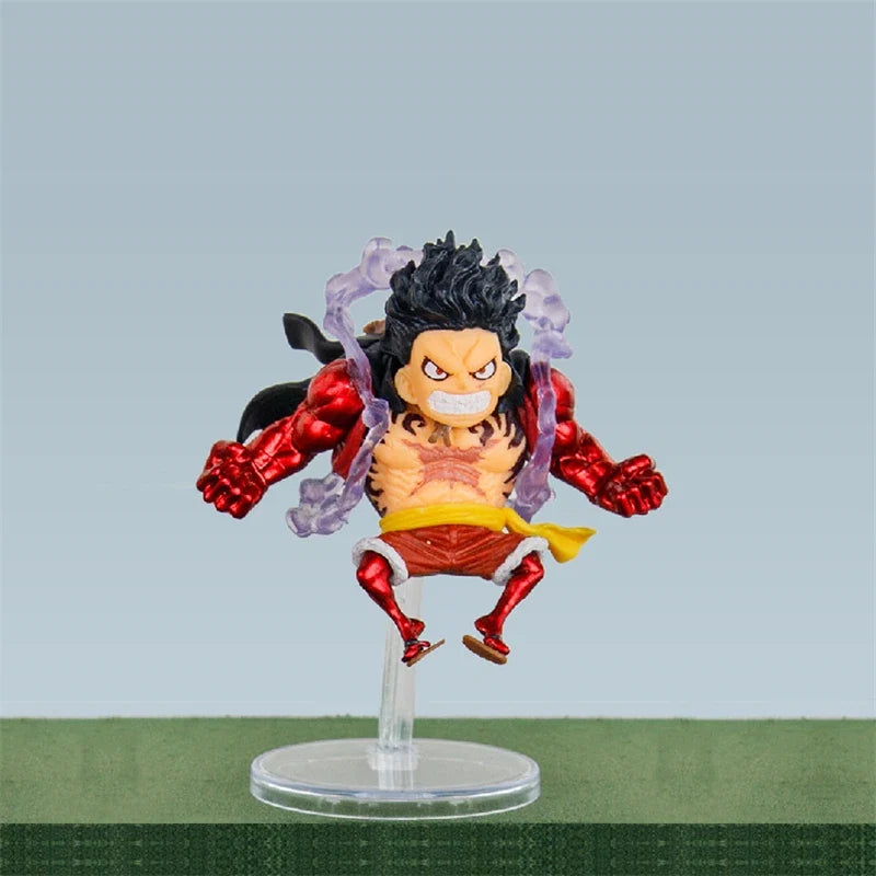 5pcs/set Q Version Anime One Piece Gear 4 Luffy Action Figure Elastic Man Cute Statue PVC Model Toys Collection Children Gifts