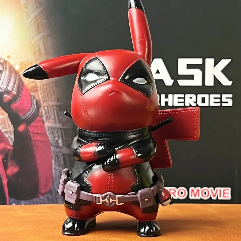 Pikachu Cos Deadpool Figure Q-Version Pikachu Action Figures Statue Model Desk Decoration Collection Dolls Toys Chrismas Gift