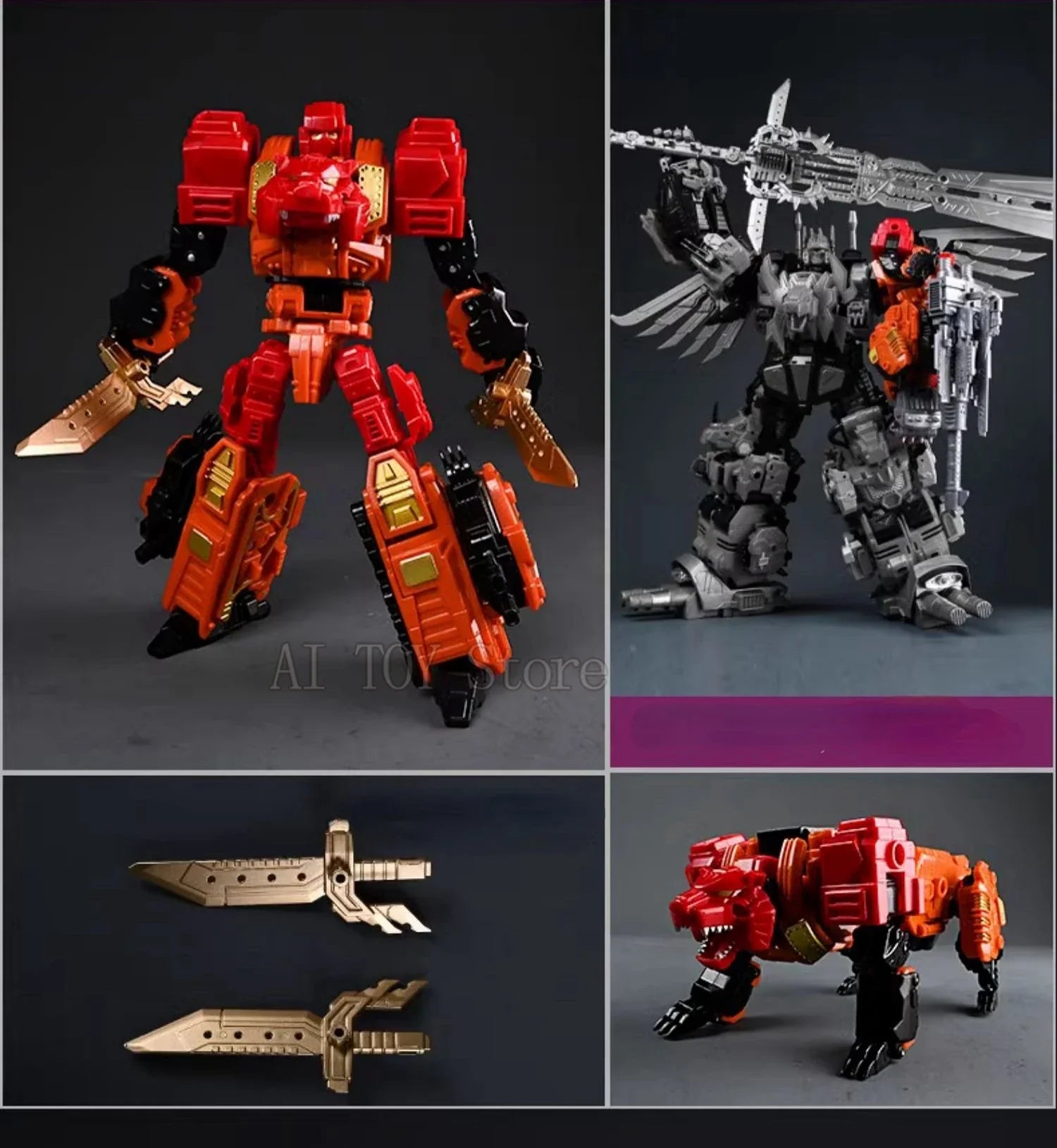 JinBao Predaking Transformation Cool Anime  5 in 1 Action Figure Robot Car Military Tank Model Toys Gifts Onslaugh Oversize 43CM