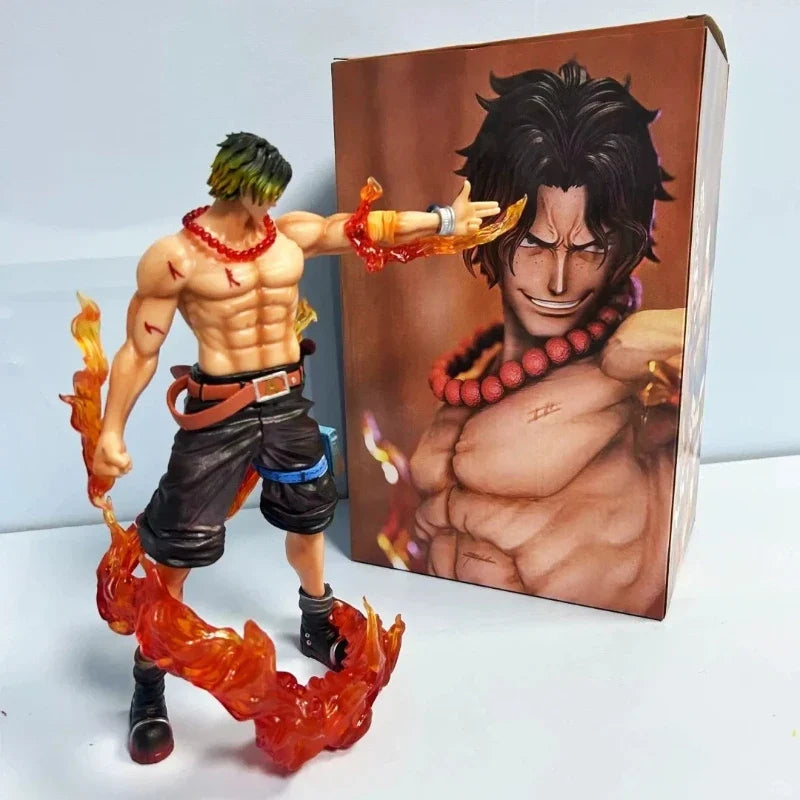 One Piece Flame Ace 25cm Action Figure Standing Pose Scene Model Exquisite Statue Ornament Toy Collectible Gift For Anime Fans