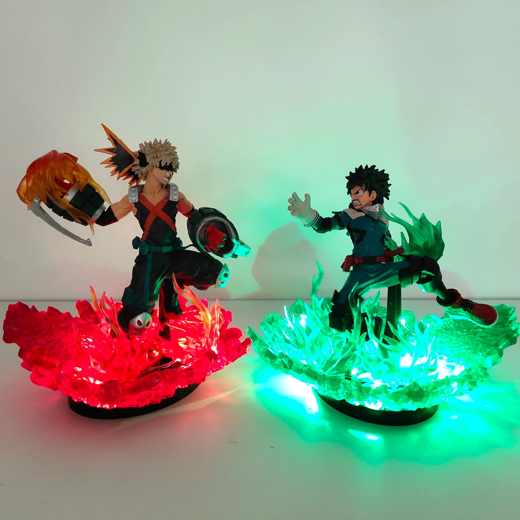My Hero Academia Anime Midoriya Izuku & Bakugou Katsuki Lamp Led Bulb Action Figures Model Figurine Figure & Base & Lamp DIY