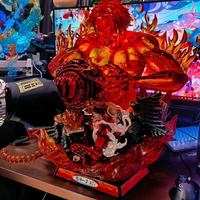 48cm ONE PIECE Anime Figure Portgas D Ace Protect Luffy Peripheral PVC Model Scene Statue Desktop Decoration Ornaments Gift Toys
